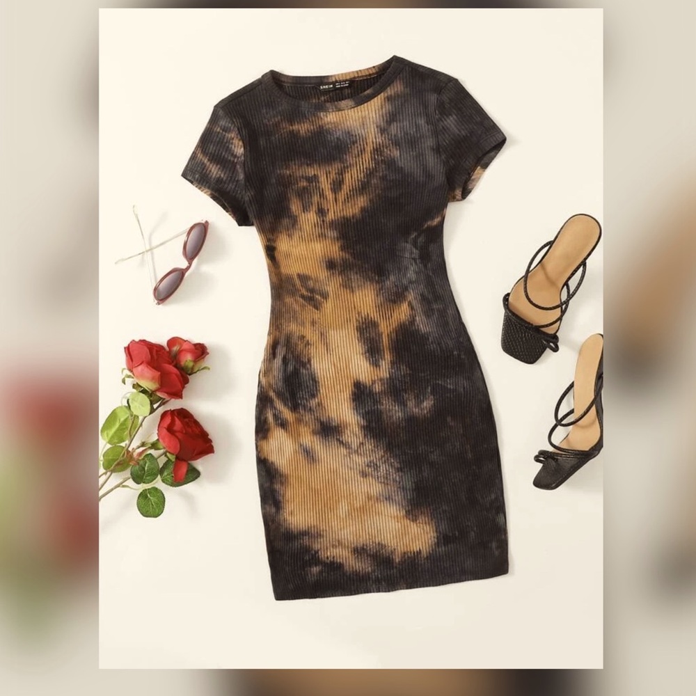 💫 Tie Dye Rib-knit Bodycon Dress